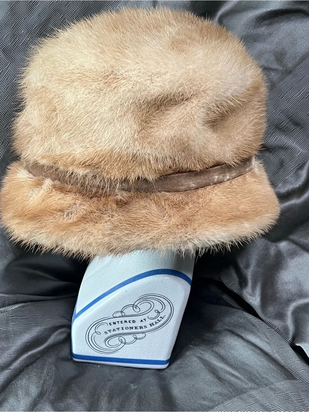 Women's Blonde Mink Fur Cloche Hat with Bow